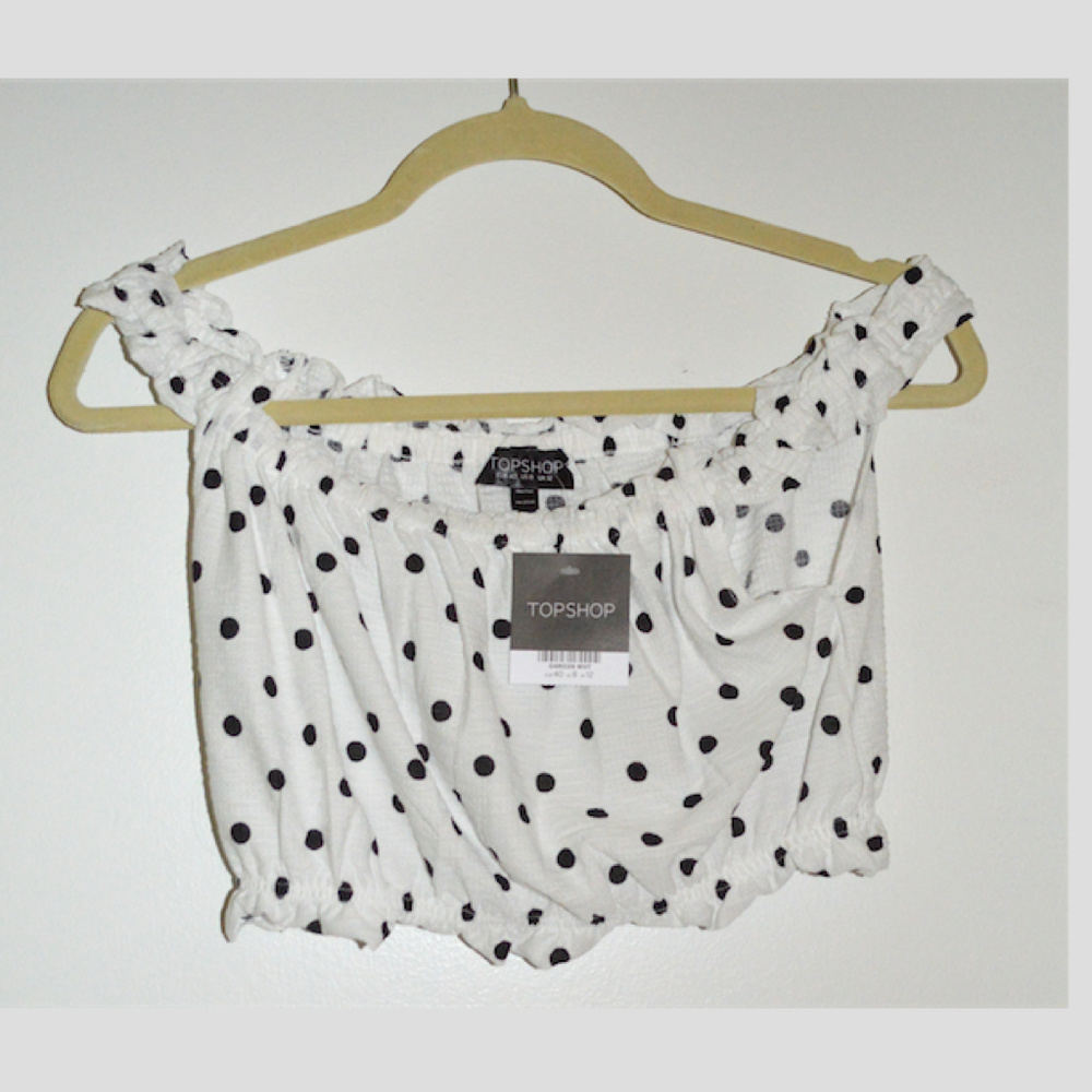 Never Worn!! Topshop Polka Dot Puffy Crop Top